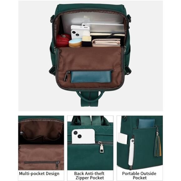 Leather Backpack Purse for Women – Designer Travel Backpack - Picture 6 of 7